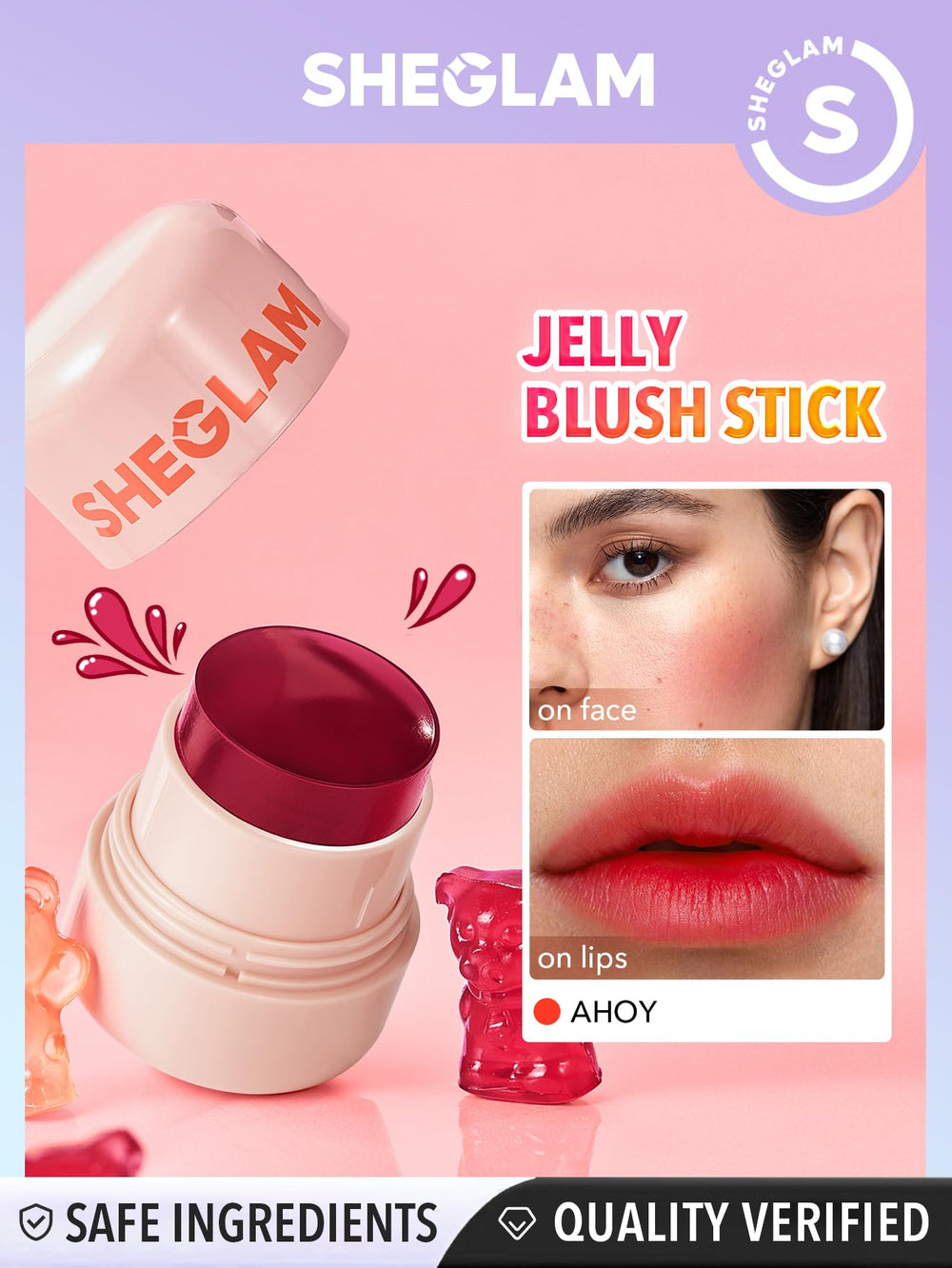 SHEGLAM Jelly-Licious Texture Close-Up highlights a cool, bouncy jelly texture.