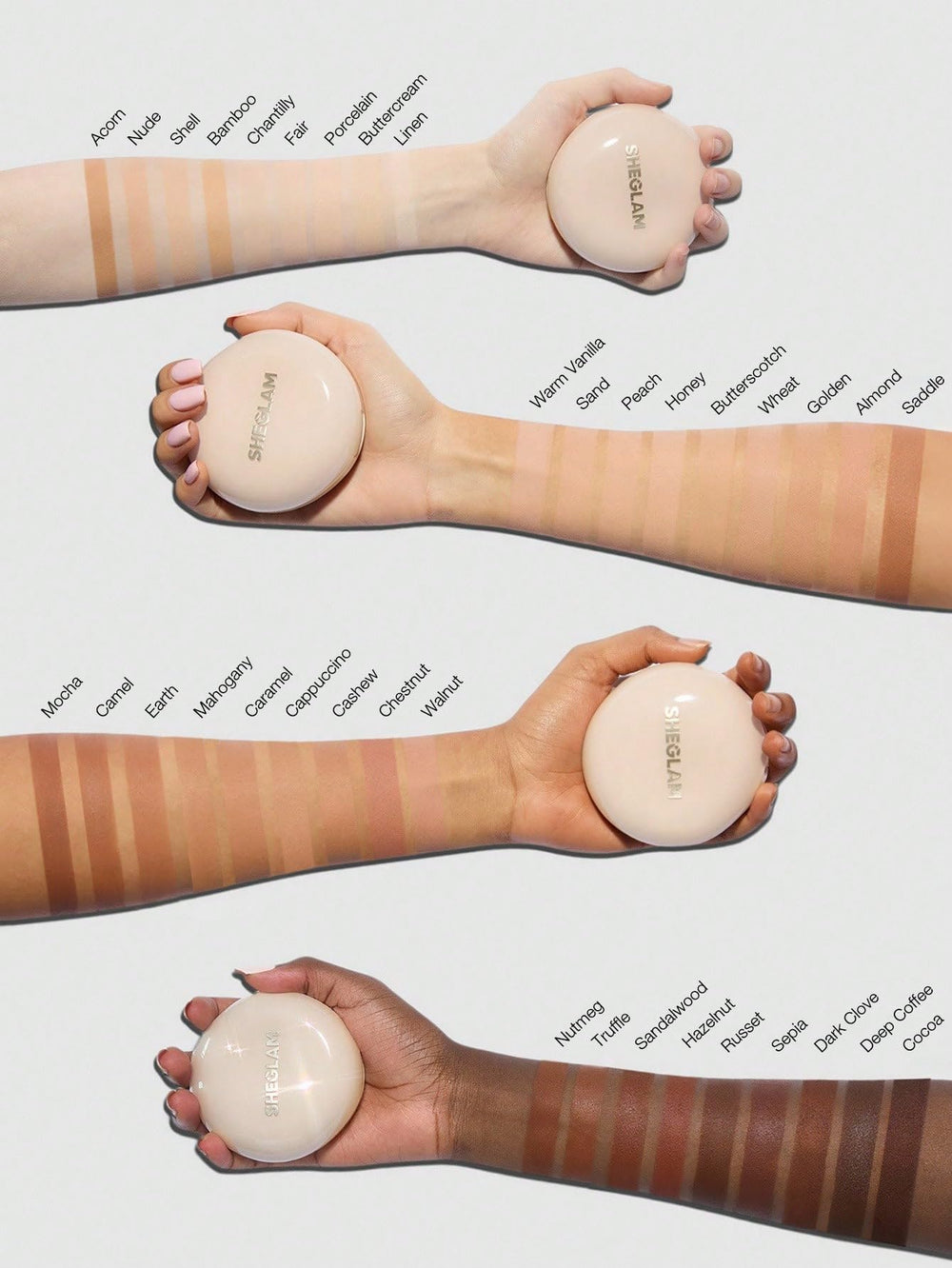 SHEGLAM Lock & Go close-up finish reveals a soft-matte texture on skin.