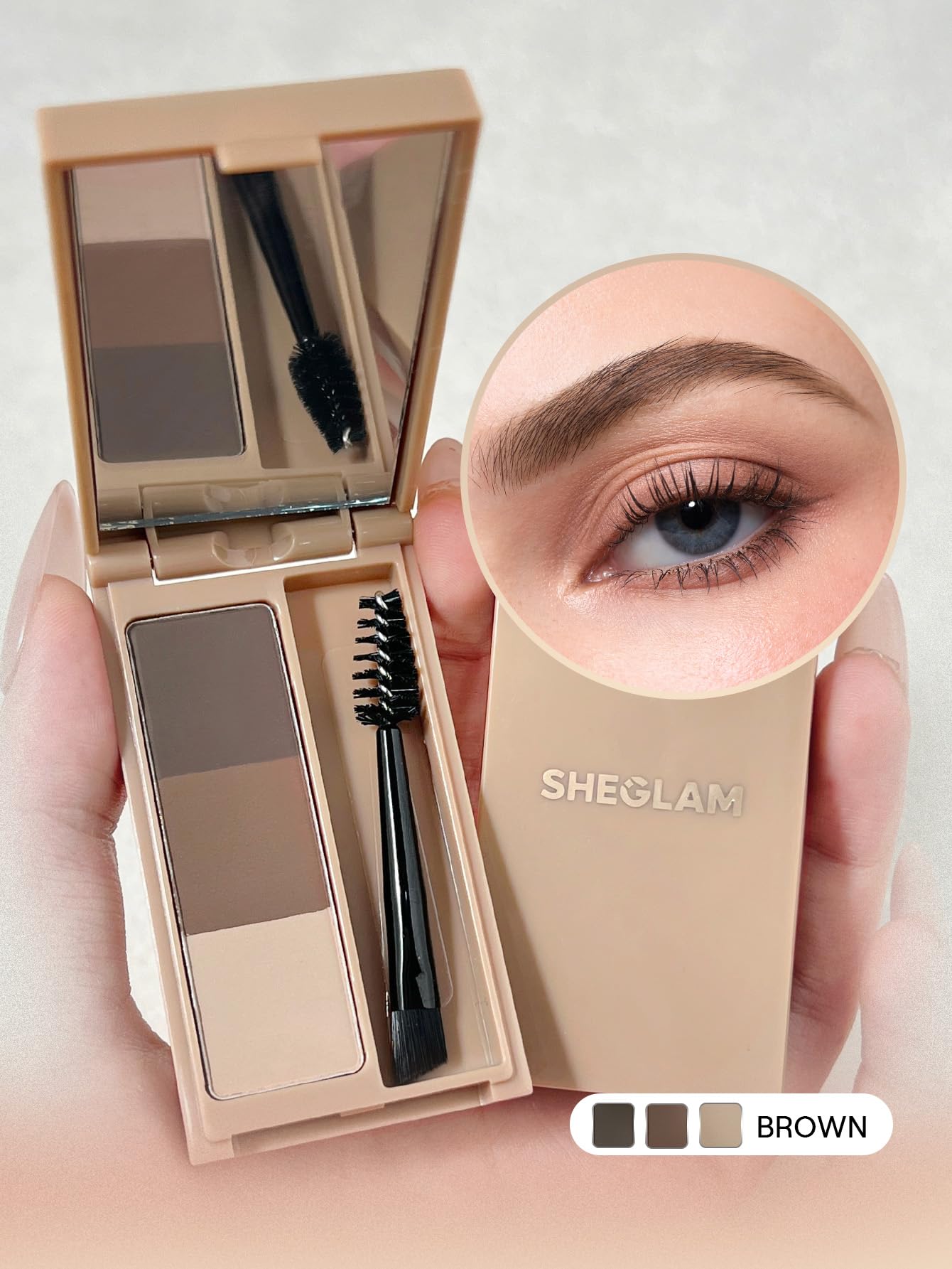 Sheglam Puff Brow Palette gradient shades swatch for buildable color.