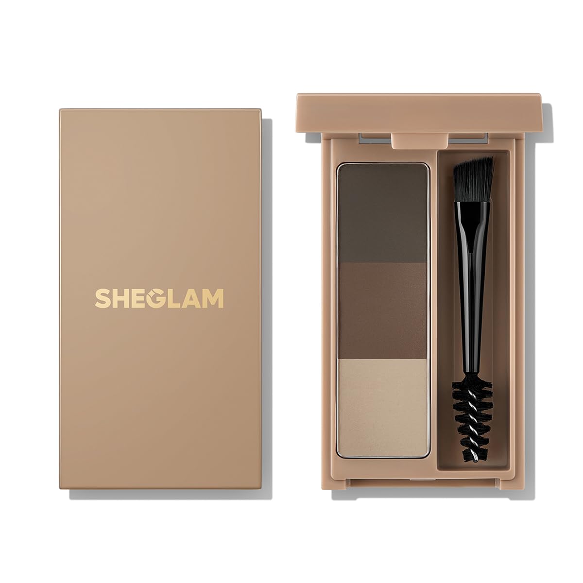 Sheglam Puff Brow Palette open compact shows gradient shades for natural depth.