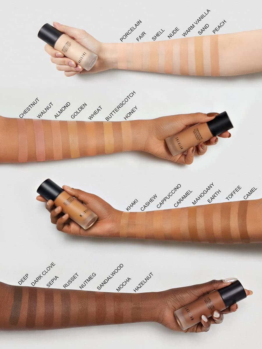 SHEGLAM Skinfinite foundation selfie-ready shot shows smooth, breathable skin-like texture.