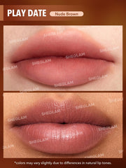 SHEGLAM Soft Haze Lip Blur application demonstrates blurring effect for a softer look