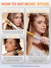 SHEGLAM Straightener Brush top view showing even heat distribution for faster styling.