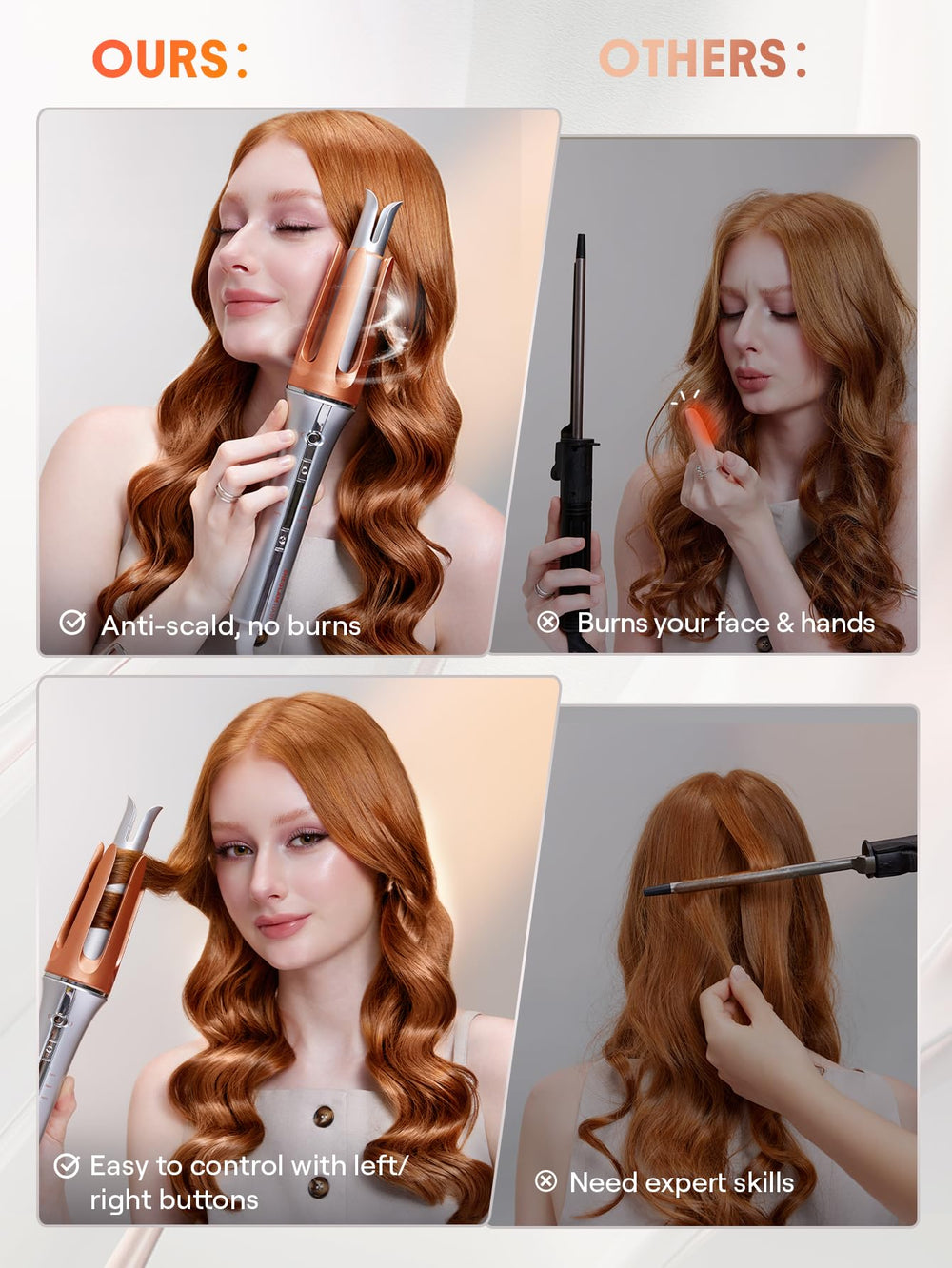 SHEGLAM two-way rotation creates versatile curls from waves to defined ringlets.