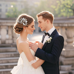 SHEHARUHI alloy hair accessory crystal silver shines in formal events and photos.