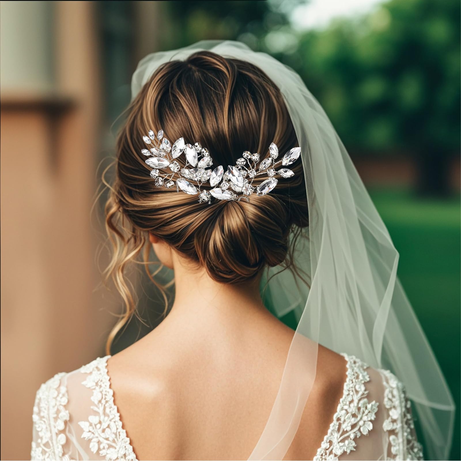 SHEHARUHI bridesmaid hair piece crystal keeps hair secure during celebrations.