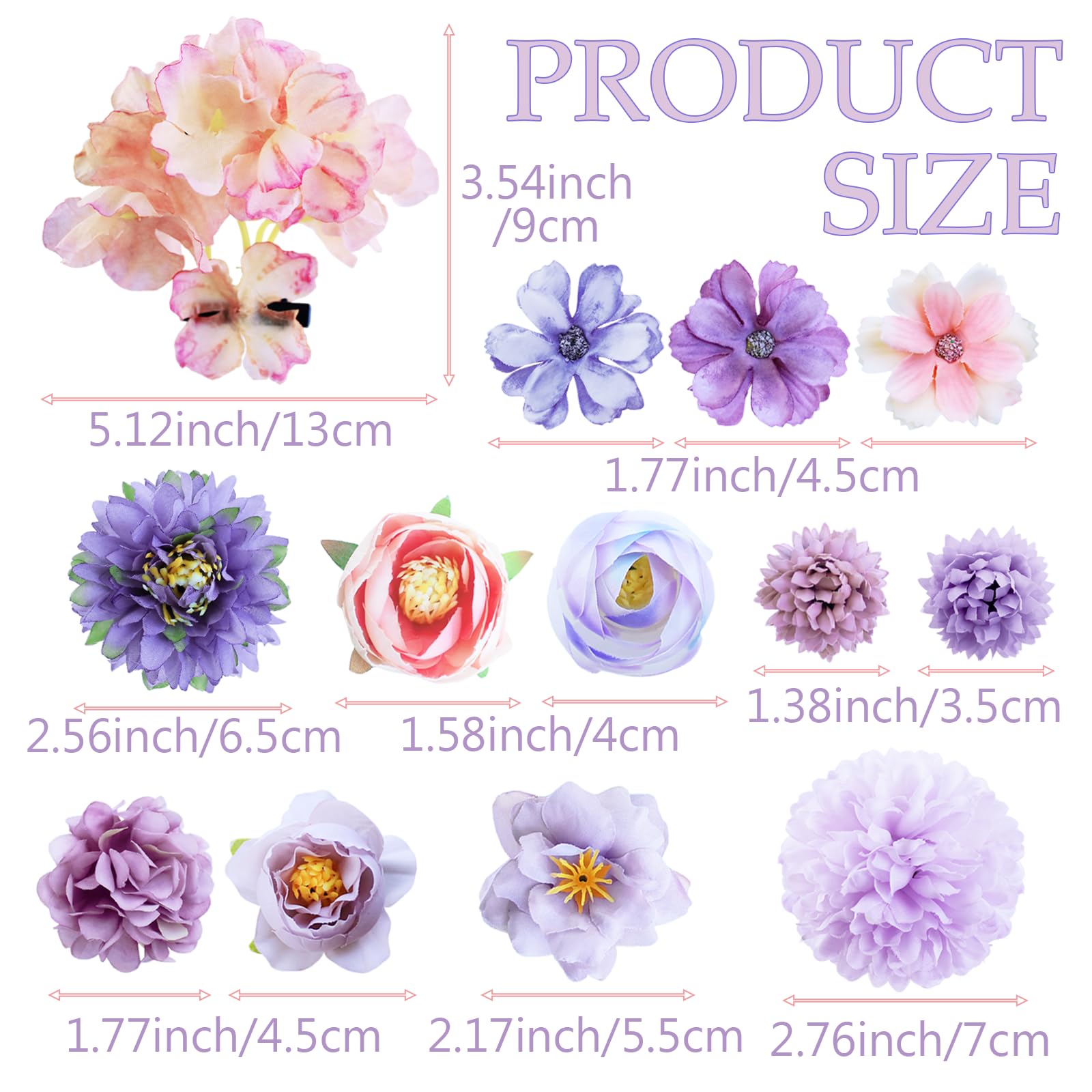 SHEHARUHI purple flower barrettes highlighting delicate petals for weddings or parties.