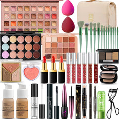 SHELAKIN all-in-one kit with 40-color eyeshadow palette for versatile looks.