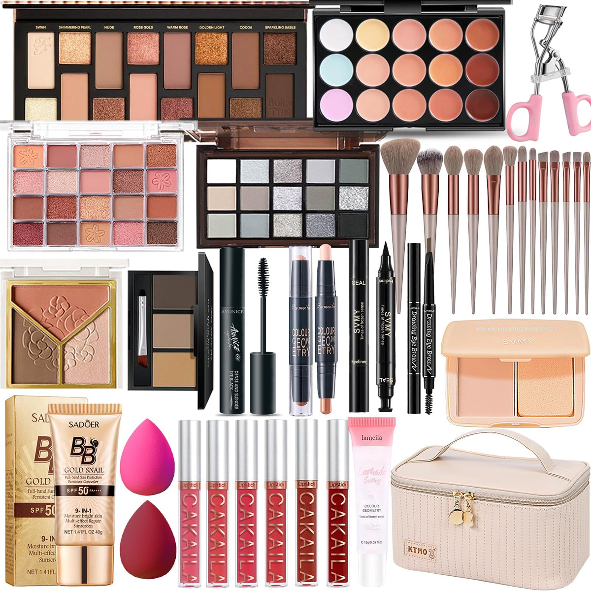 SHELAKIN all-in-one makeup kit compact setup for travel touch-ups