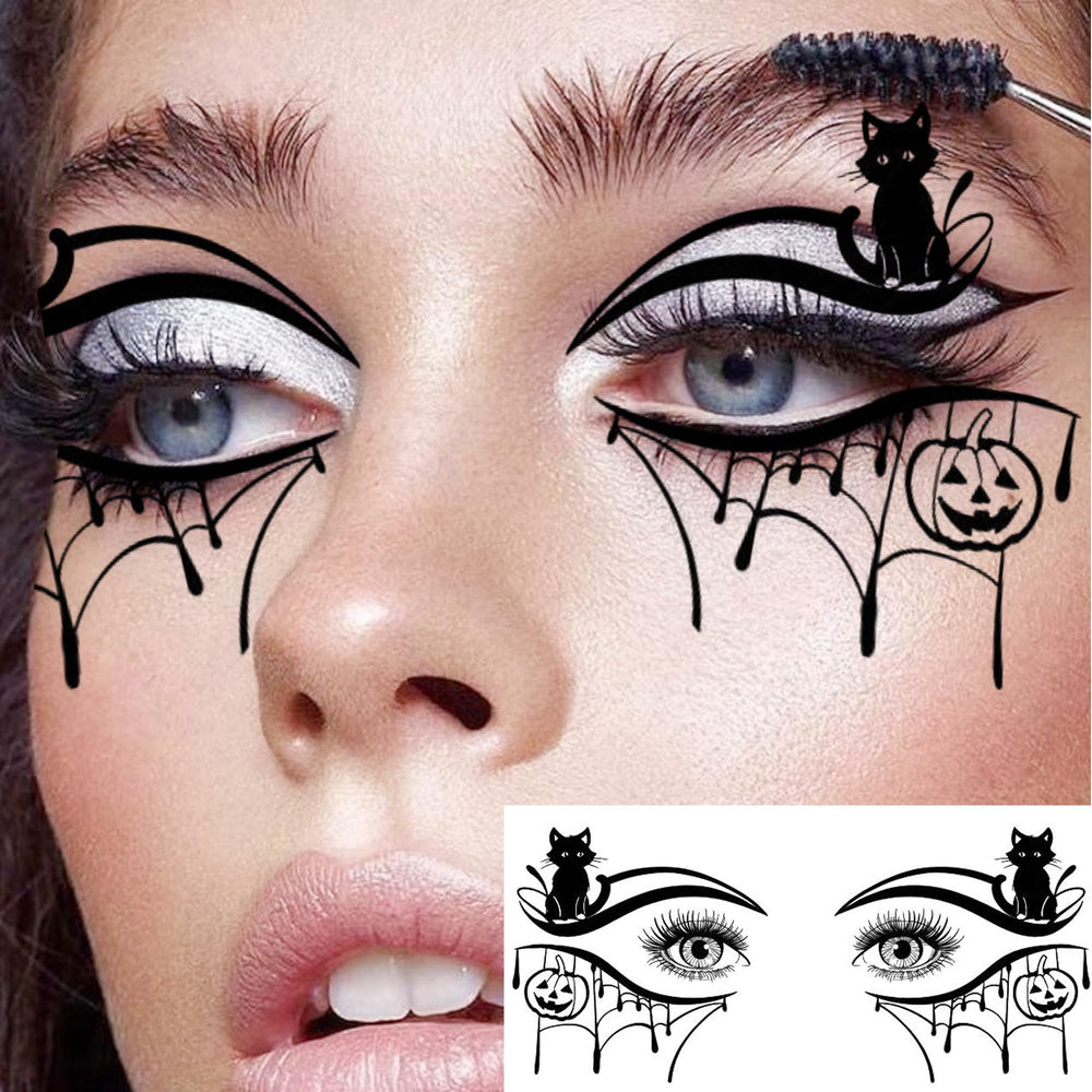 SHELYEXIEN skeleton-bat-eyes tattoo for Halloween cosplay looks.