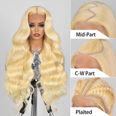 ShengCai 613 wig body wave 30 inch length close-up for versatile styling options.