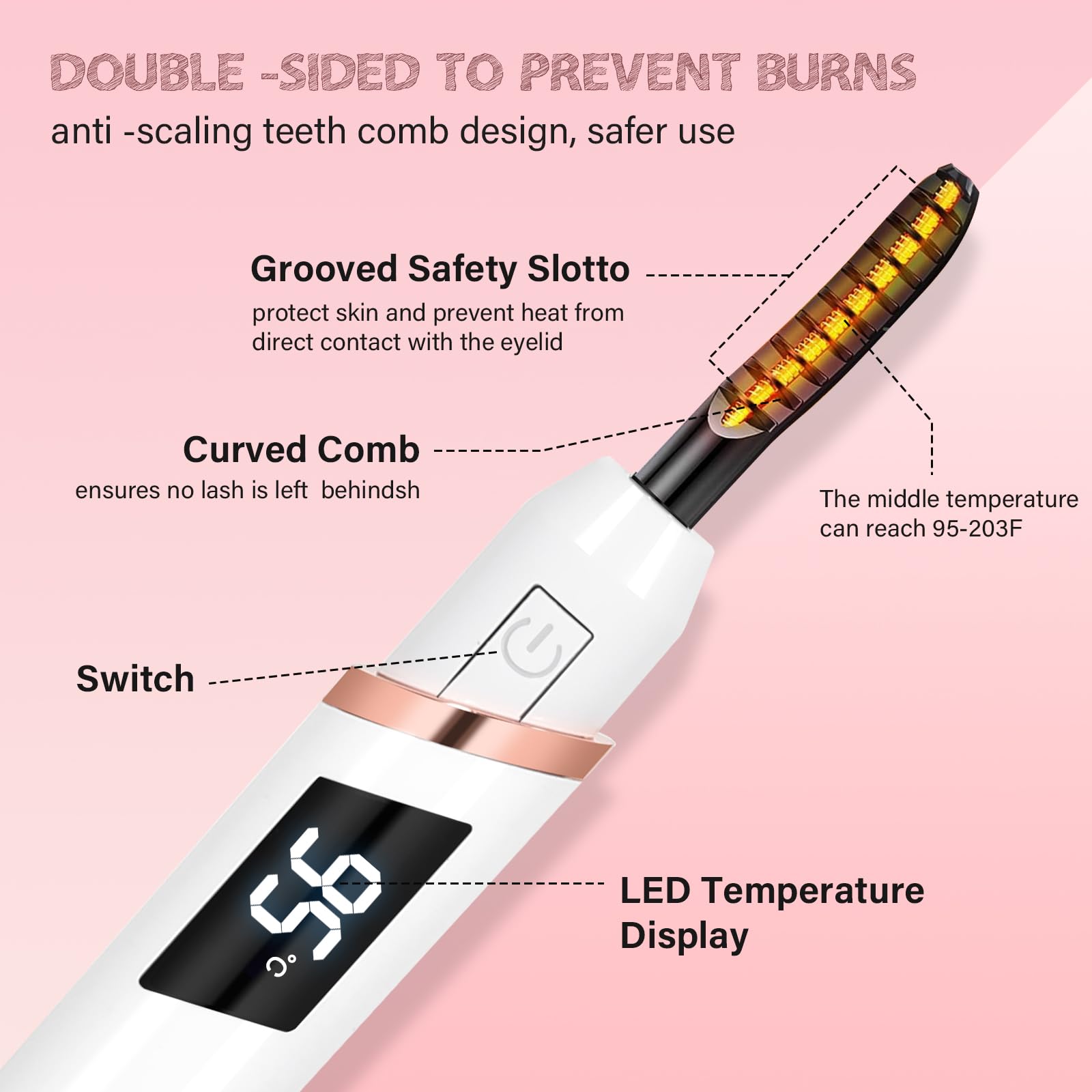 ShenlanBolt ergonomic 15-degree head delivers precise curl along lash line.
