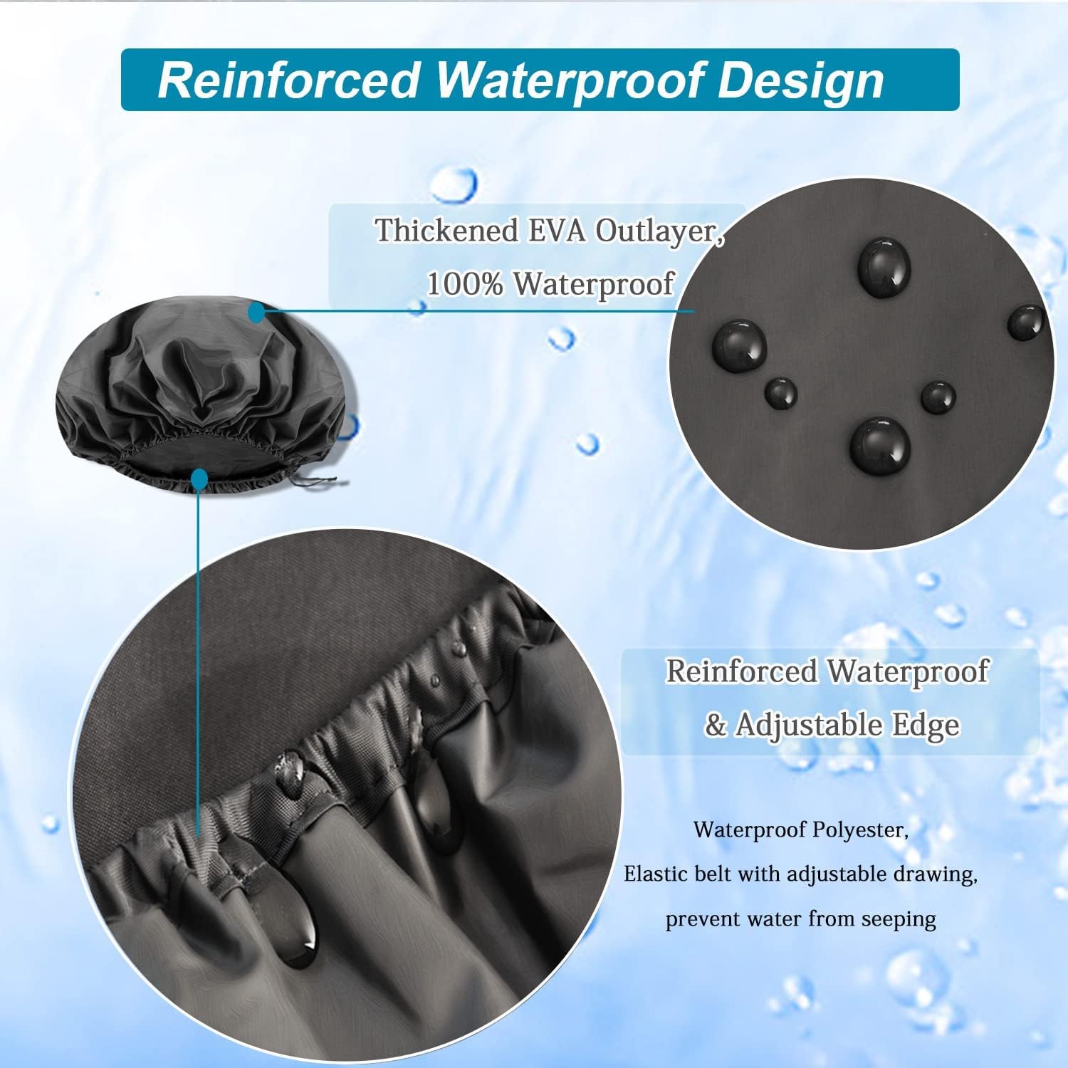 SHEOMERN shower cap adjustable buckle closeup ensures secure, comfortable fit.