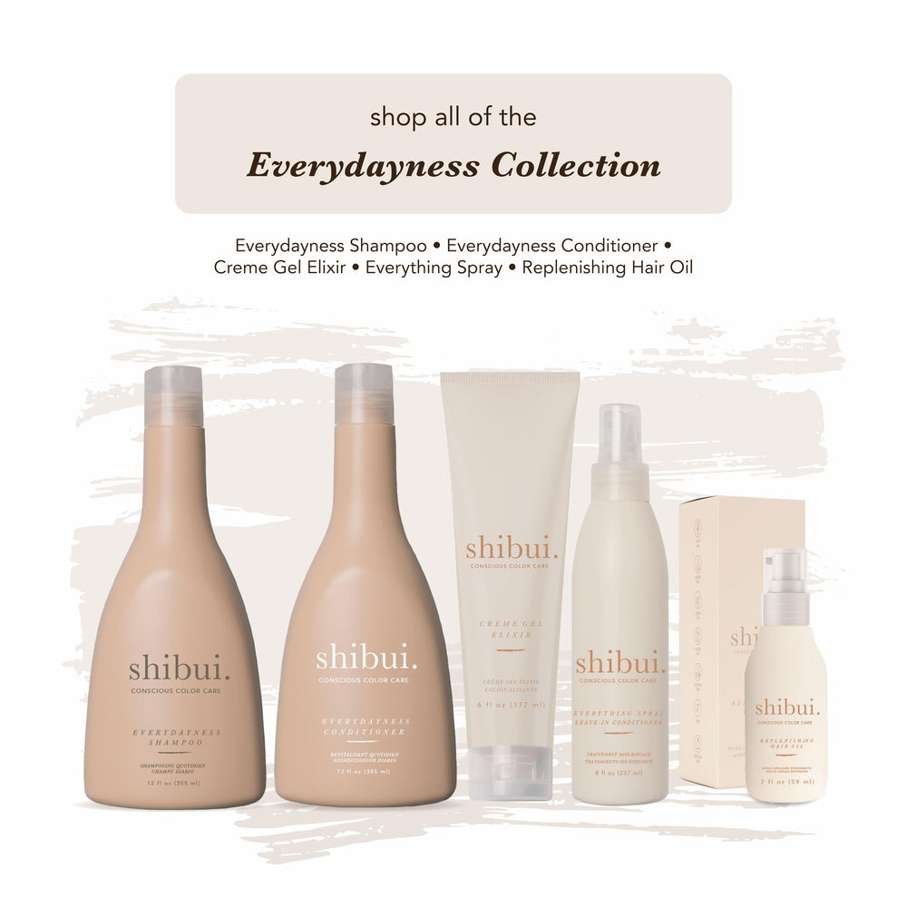 Shibui Everydayness routine shot illustrating daily-use conditioner for fine to medium hair.