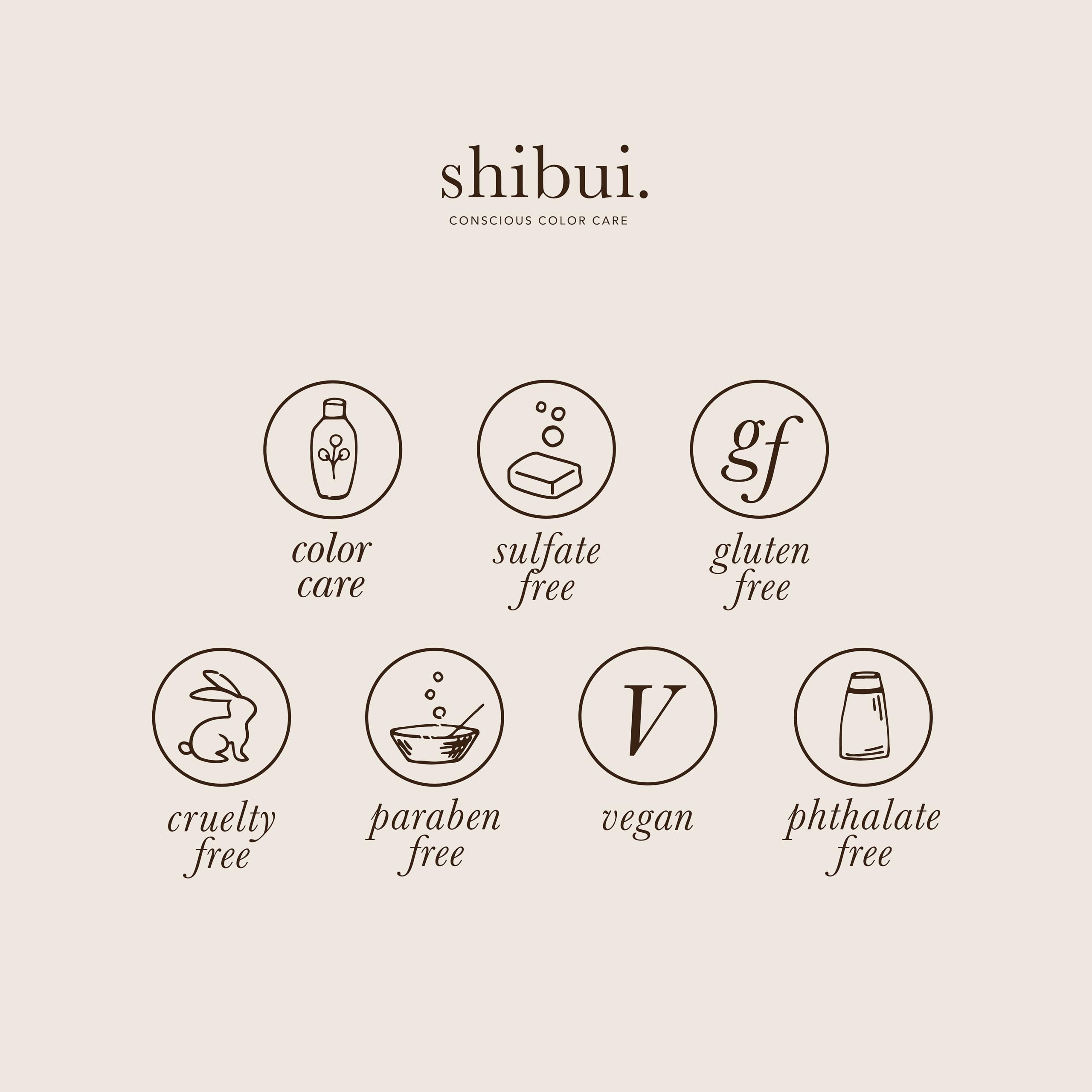 SHIBUI Everydayness Shampoo color-protection-ingredients showcases core 4 color care complex.