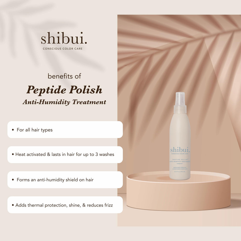 SHIBUI Peptide Polish in-hand application shows a lightweight mist guarding color.
