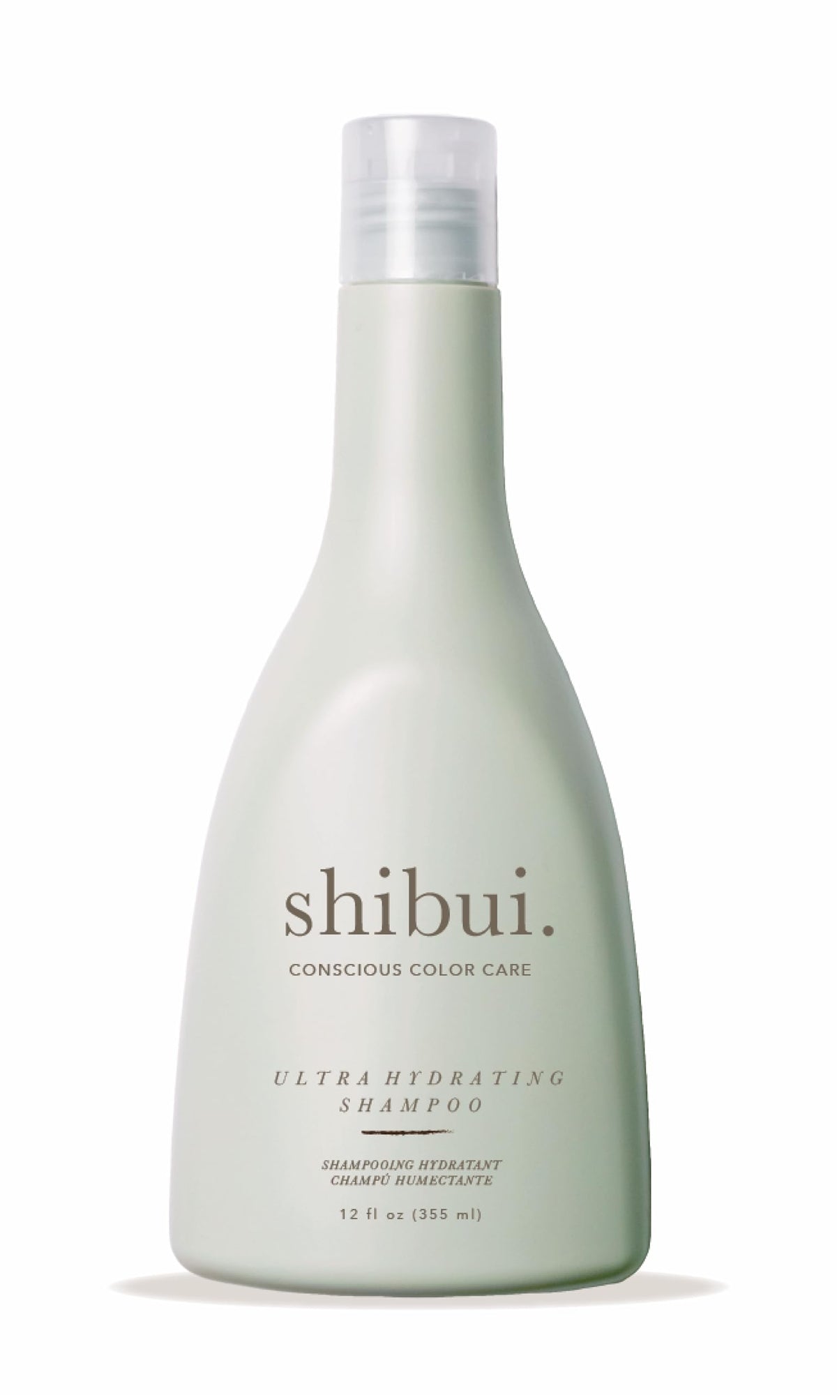 SHIBUI Ultra Hydrating Shampoo bottle side view demonstrates moisture-rich cleansing