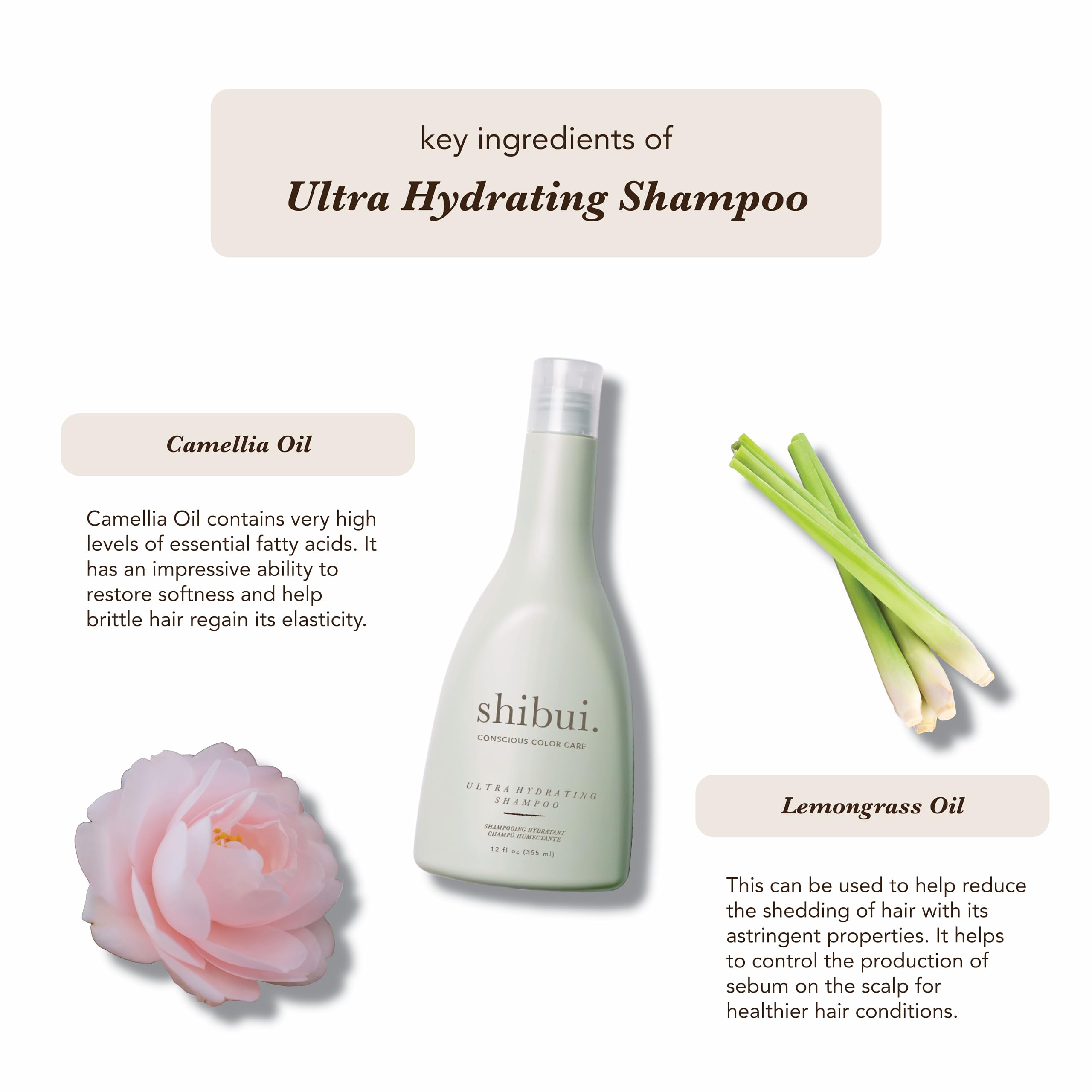SHIBUI Ultra Hydrating Shampoo camellia oil droplet emphasizes color-friendly hydration