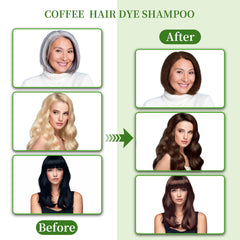 SHIHUANUO coffee-dye shampoo application showing easy scalp coverage