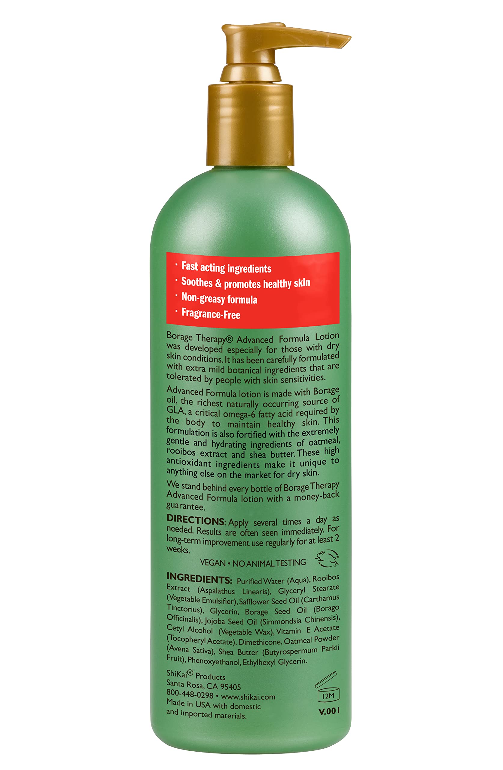 ShiKai Borage Therapy bottle on counter illustrating generous 16 oz size