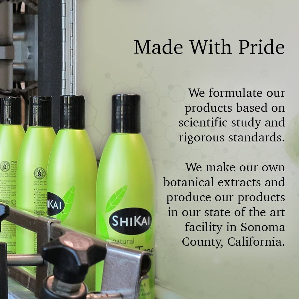 Scalp-refreshing application using ShiKai Tea Tree Conditioner during wash