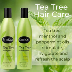ShiKai Tea Tree Conditioner ingredients close-up: tea tree, peppermint, refreshing scent