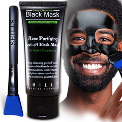SHILLS Charcoal Mask for Men bottle with brush set enables easy at-home pore cleansing.