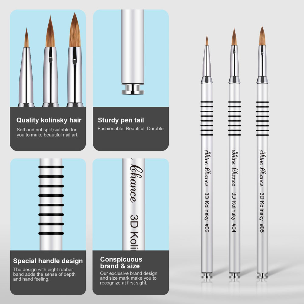 Shine Chance Kolinsky hair nail brush delivers soft bristles and precise pick-up.