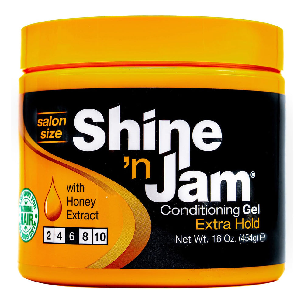 Shine 'n Jam Conditioning Gel Extra Hold jar for natural hair shine and frizz control