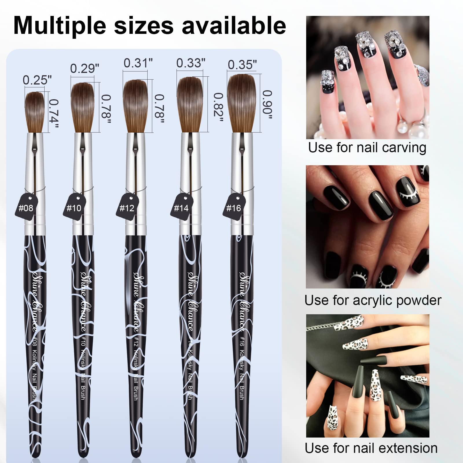 Shine Chance crimped-oval bristles support large area application and fine line carving.