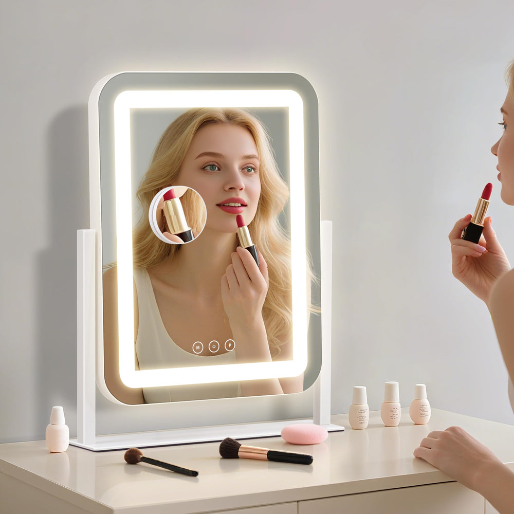 Shinerva vanity mirror with lights dressing room setup showcases desk-friendly size