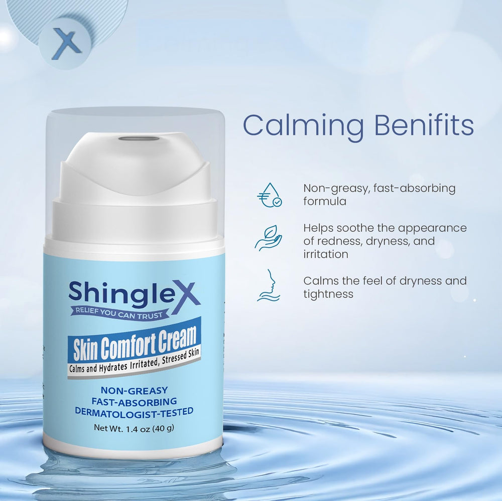 ShingleX Moisturizing Skin Cream daily routine staple promotes balanced hydrated appearance.
