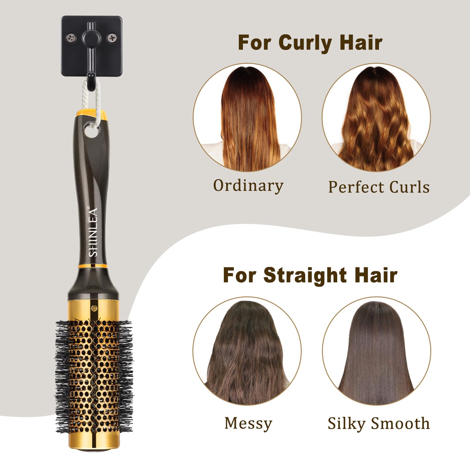 SHINLEA blow-drying demo shows volume and bounce with aluminum roller.