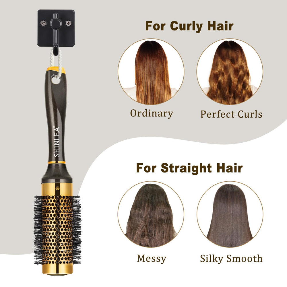 SHINLEA blow-drying demo shows volume and bounce with aluminum roller.