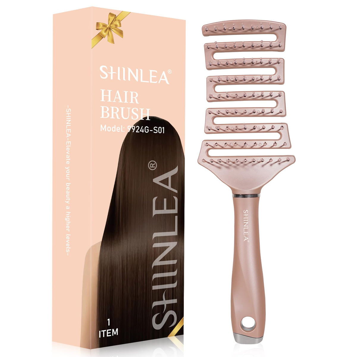 SHINLEA curved detangling brush vented design speeds drying and reduces snagging