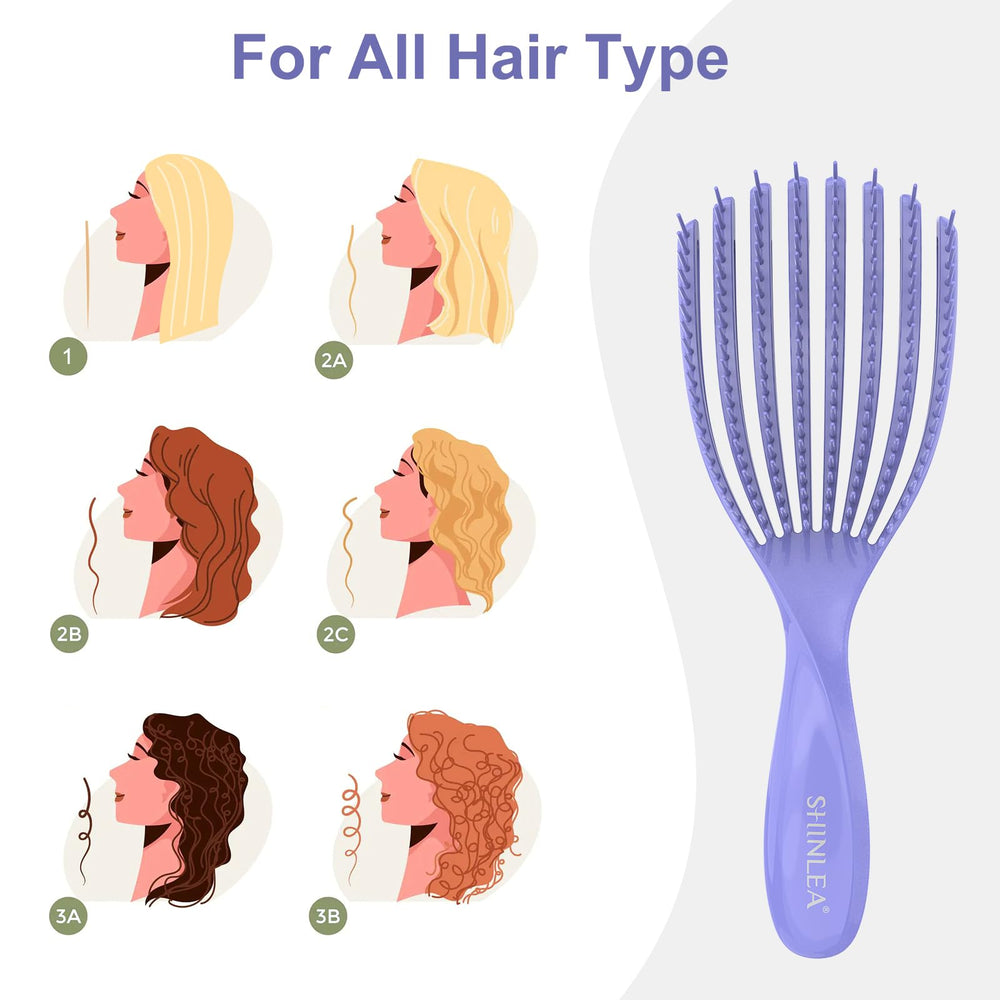 SHINLEA Detangler Brush 8-arm curved teeth for smooth, tangle-free detangling