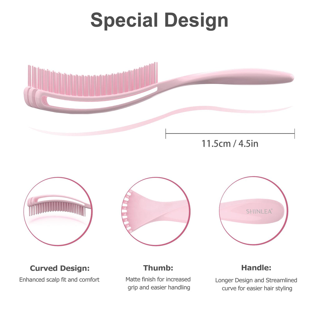 SHINLEA detangler brush ergonomic handle for comfortable grip.