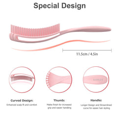 SHINLEA pink detangler brush highlighting tangle-free styling for curly hair.