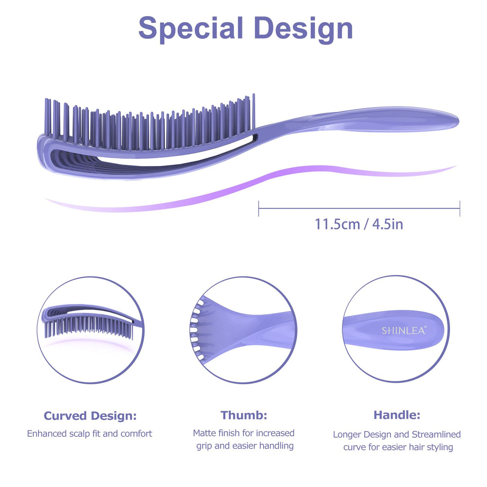 SHINLEA Detangler Brush soft curved teeth provide scalp massage and comfortable brushing