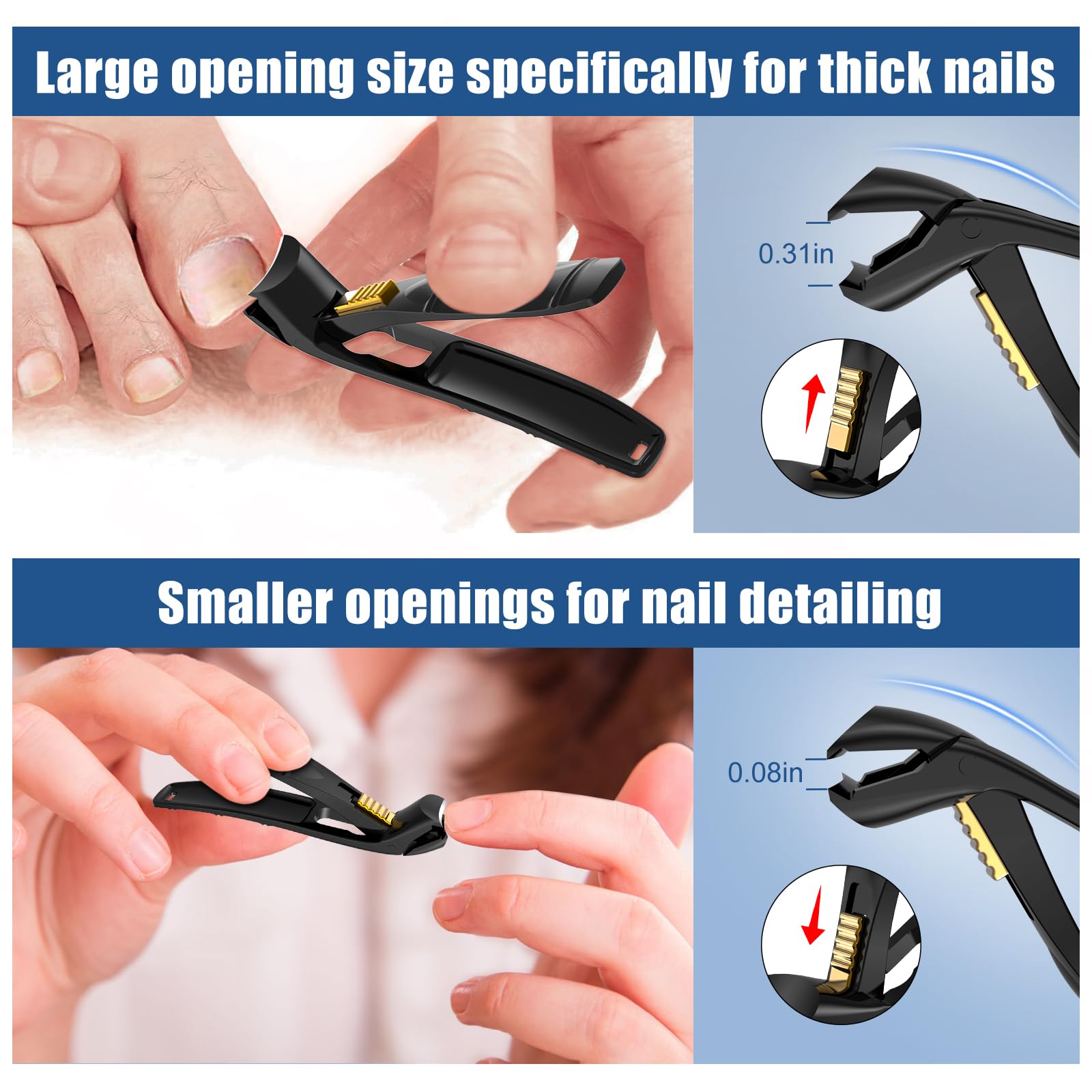 SHINLEA Nail Clippers secure slide buckle adds safe storage.