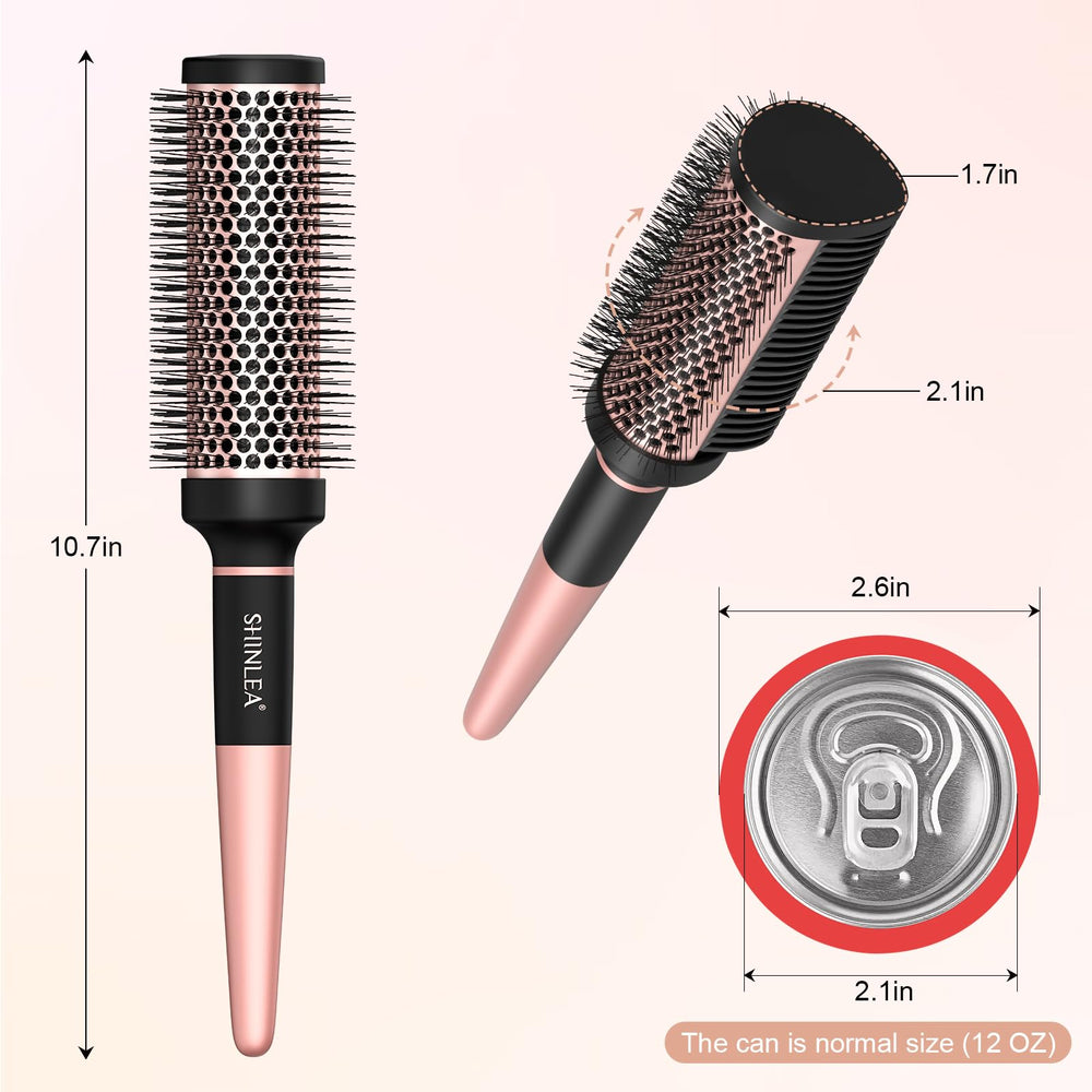 SHINLEA round brush shows 3D detangling teeth smoothing knots during blow-dry
