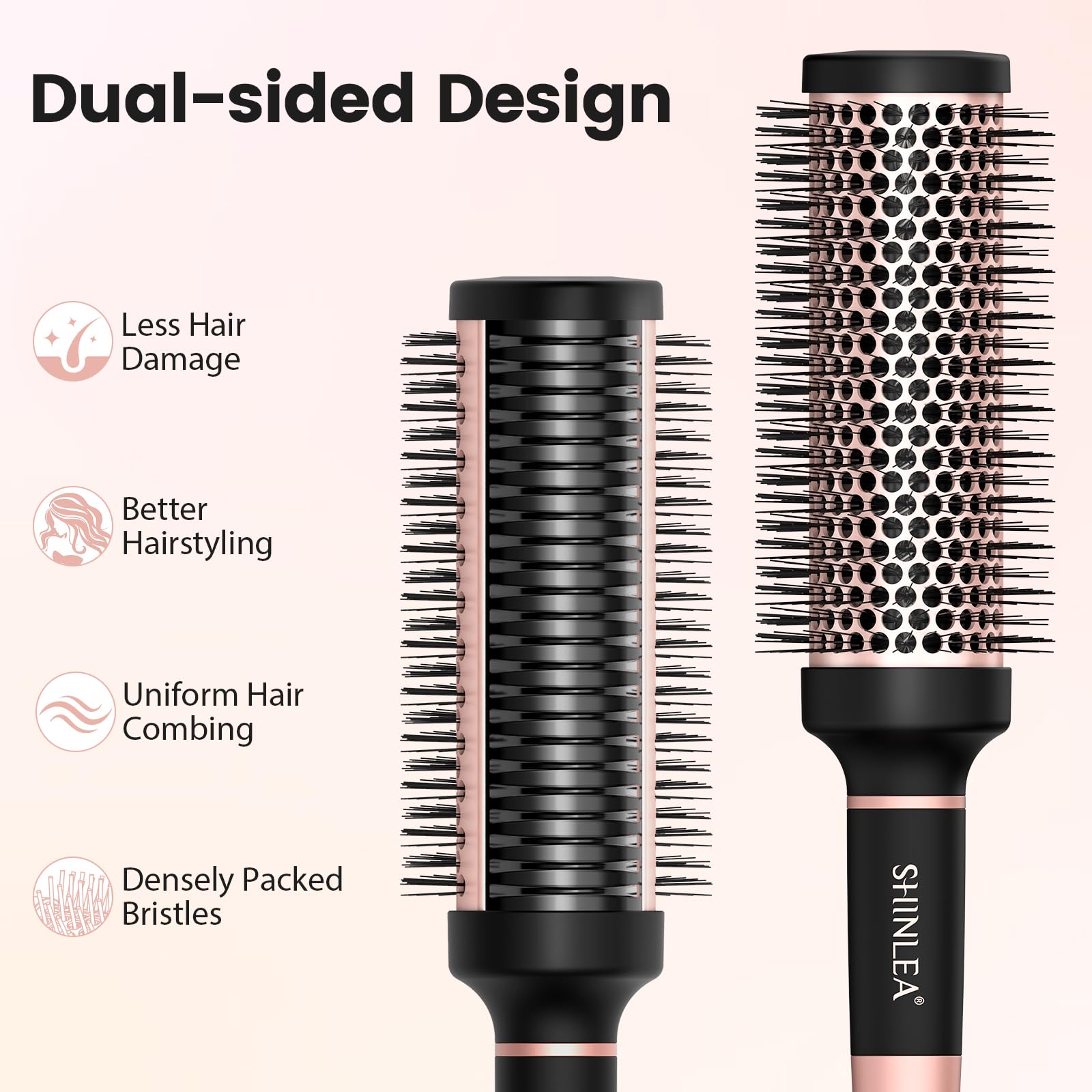SHINLEA round brush nylon bristles glide through thick hair with heat resistance
