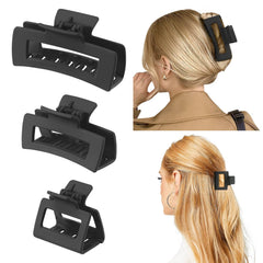Shinowa 3-pack hair claw clips group shot showing non-slip grip for all hair types.