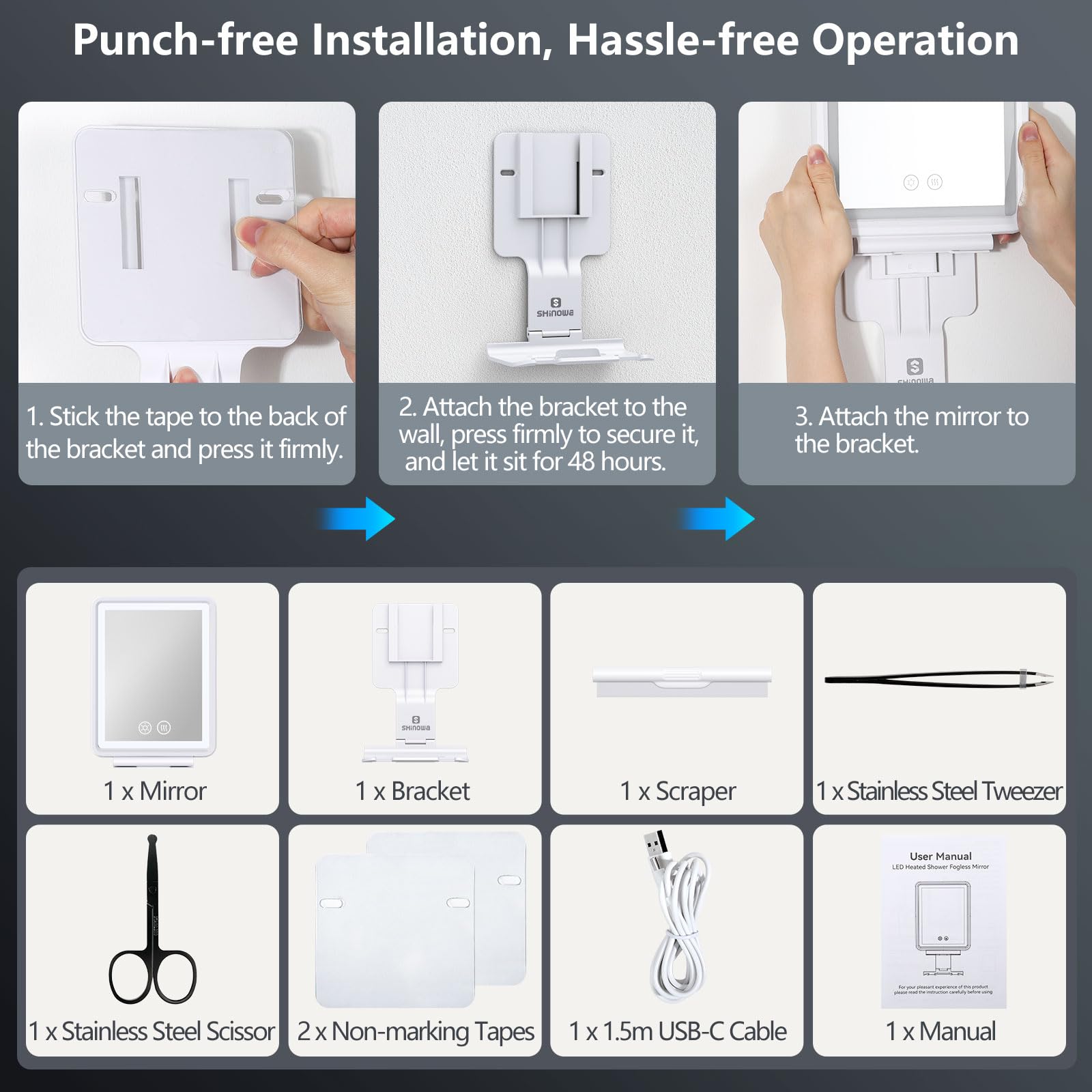 Shinowa easy-install with non-marking tape for quick mounting