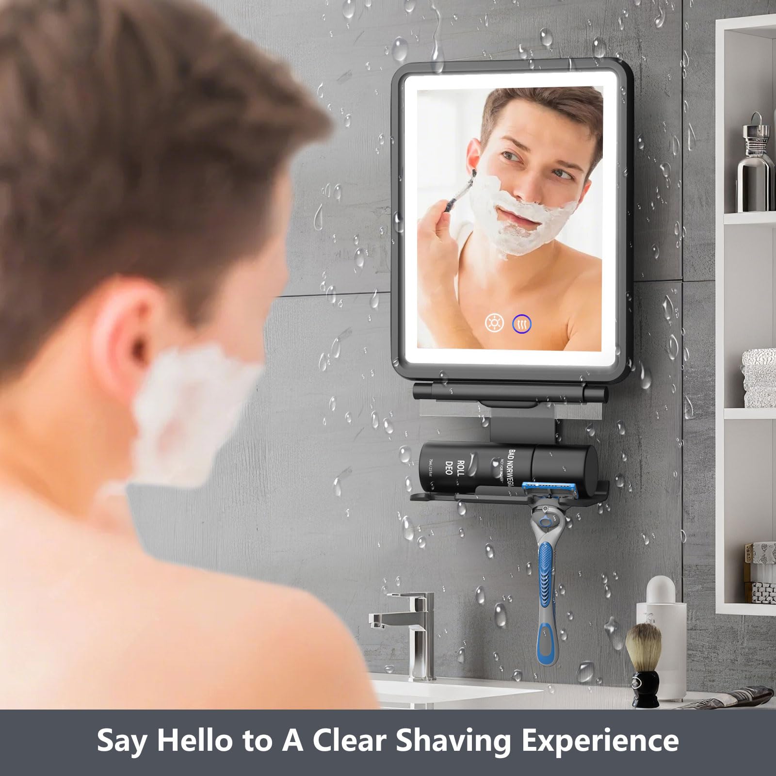 Shinowa adjustable-angle fogless mirror delivers optimal tilt for shaving or skincare
