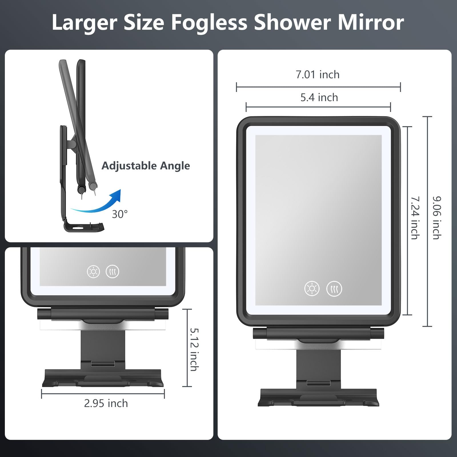 Shinowa rechargeable battery-powered mirror lasts weeks between charges for flexible placement