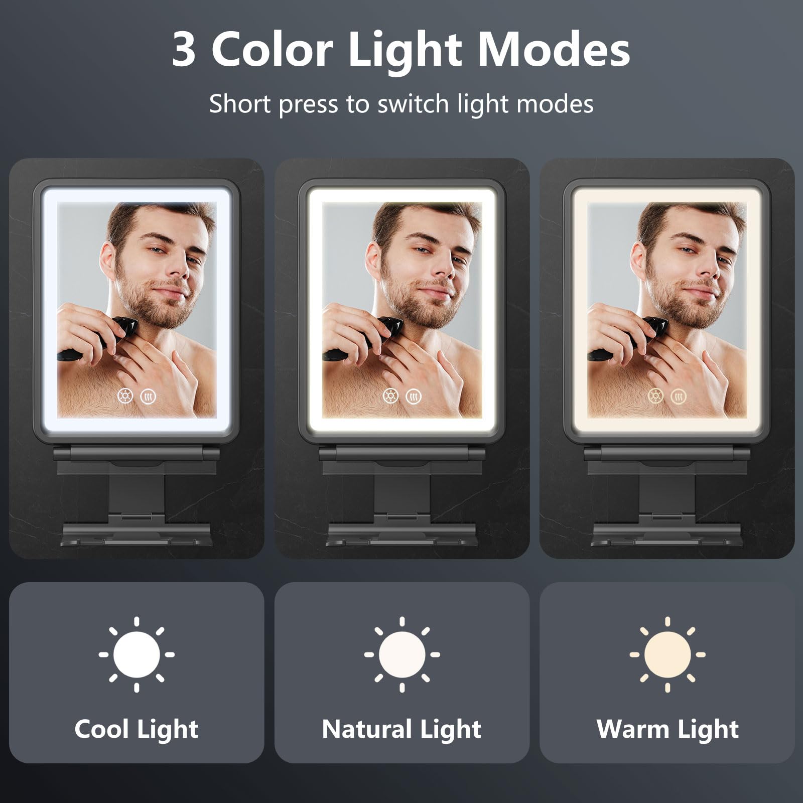 Shinowa shower mirror three-color dimming offers customizable lighting for makeup or shaving