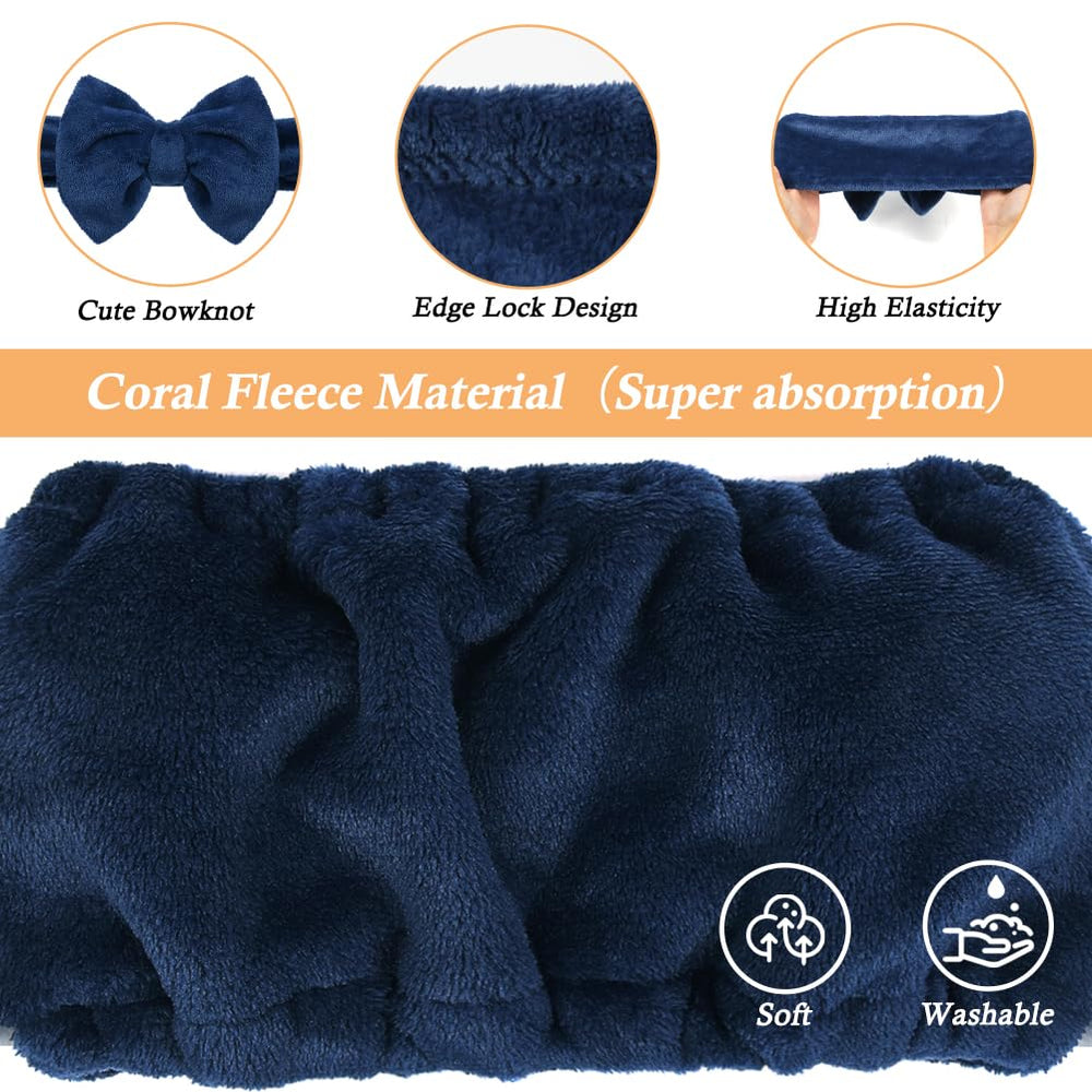 Shintop navy headband accommodates bun for versatile styling and skincare
