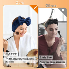 Shintop navy bow-detail headband adds cute style during masks