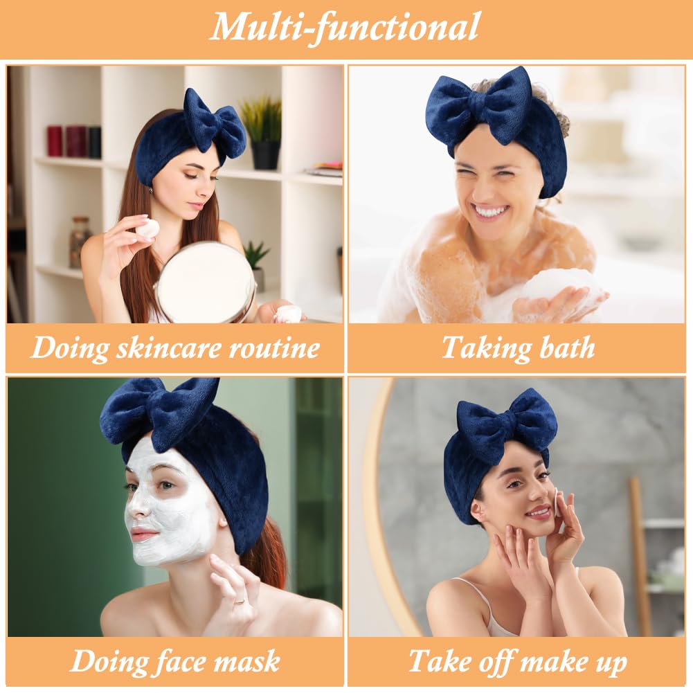 Shintop navy headband suitable for showers and facial care routines